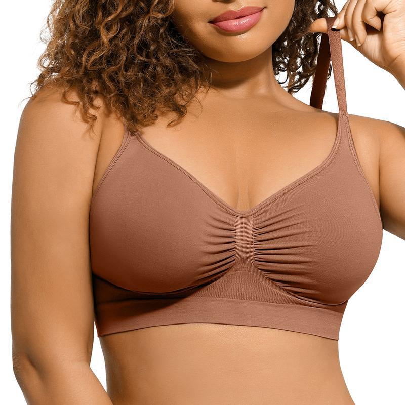 European and American underwear women's no steel ring gathers thin upper support anti-sagging support seamless large size bra