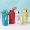 Square Plastic Water Bottle With Handle, Modern Simple Style, Portable Sports Bottle With Straw, 700ml