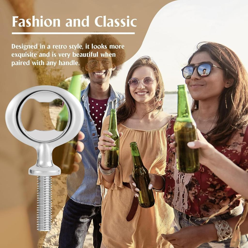 Pack of 4 Bottle Opener Blanks Metal Thread Beer Opener, Zinc Alloy Inserts Kits Beer Bottle Opener, Bottle Opener Blank Wood Bottle Cap Opener Beer