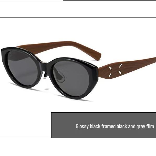 Retro European & American Cat-Eye Sunglasses - UV Protected Imitation Wood Grain for Women & Men