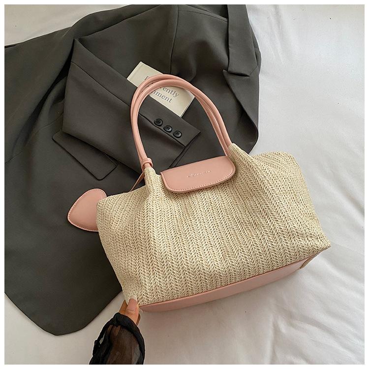 2025 новая пасторальная плетеная сумка ретро повседневная портативная плетеная сумка летняя пляжная сумка-тоут для отпуска на море