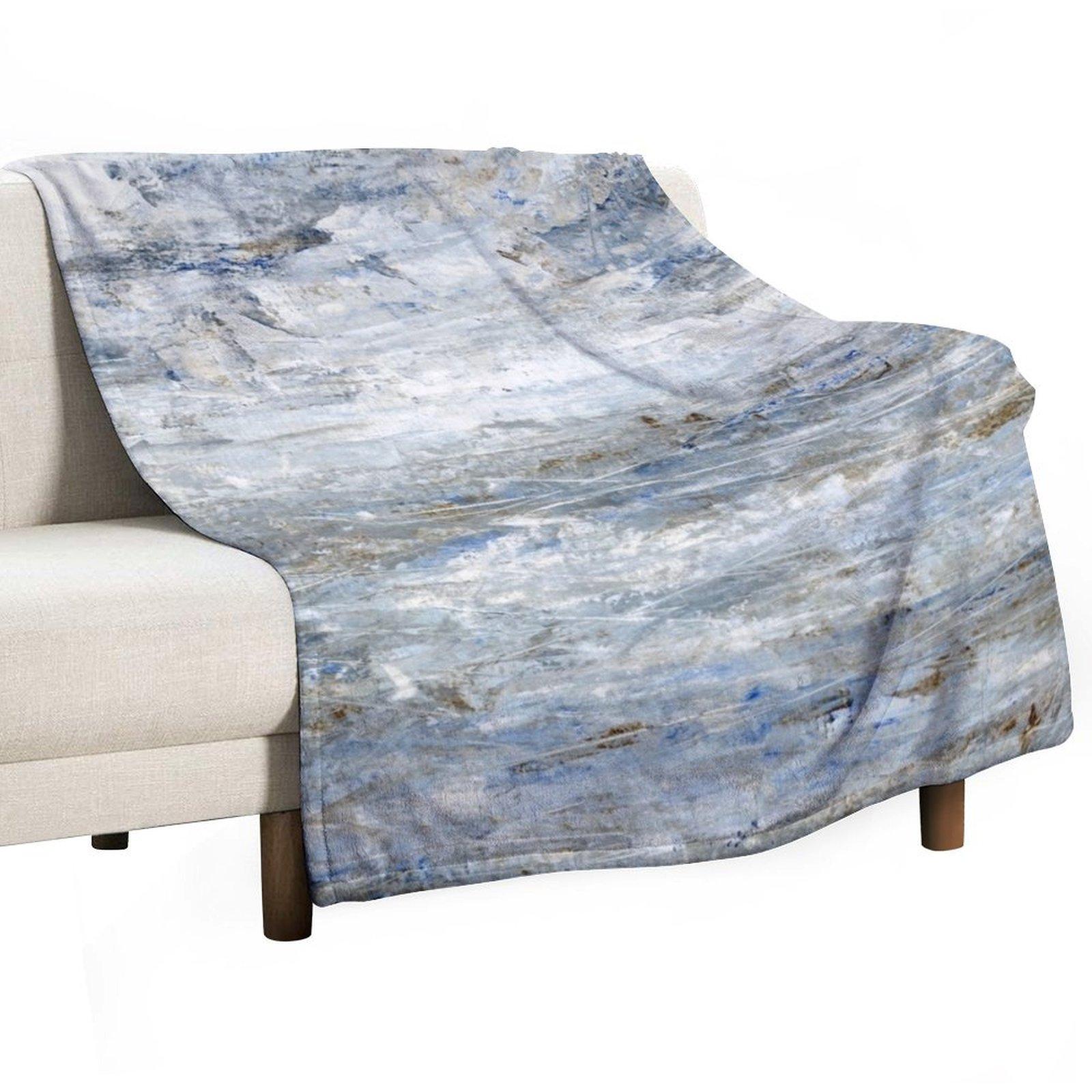 

Abstract Seascape in Grey and Blue Throw Blanket Travel Hair Blankets For Bed Furry Blankets 30x40in