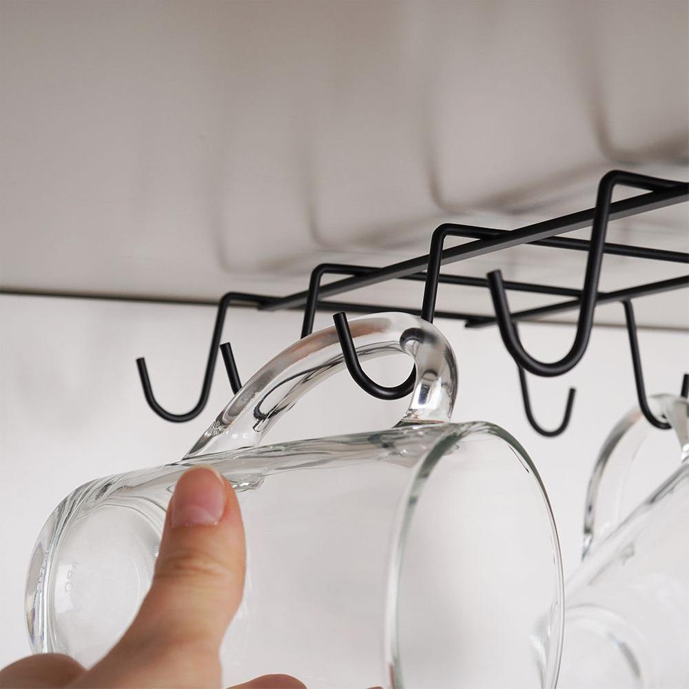 Under-Cabinet Hanger for Cups and Mugs, Suspended Holder Without Drilling
