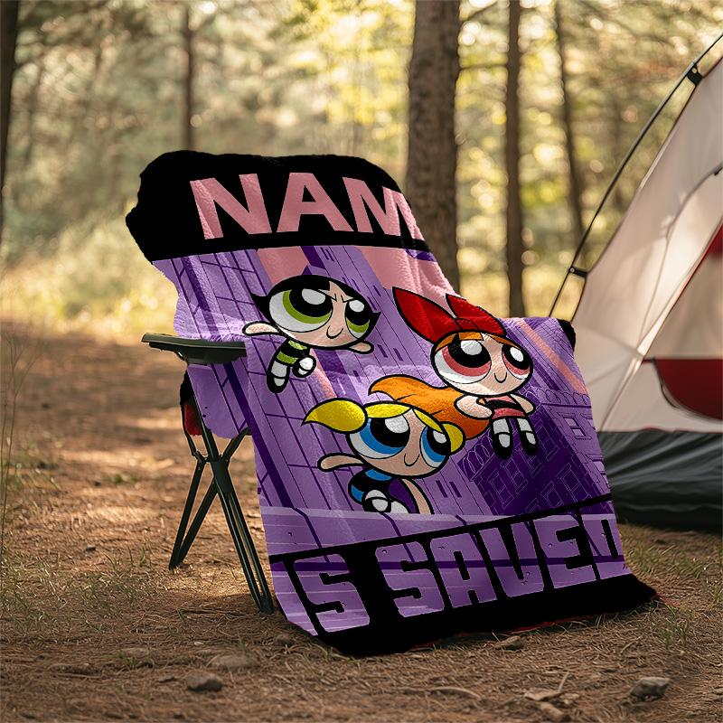 Customizable The Powerpuff Girls Throw Blanket – Personalized Name, All-Season Cozy Snug Blanket, Machine Washable, Personalized Blanket