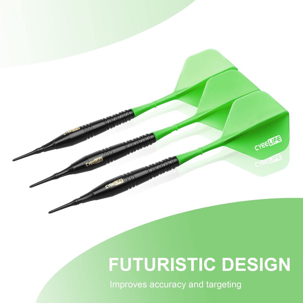 CyeeLife 16g Pure Copper Soft Tip Darts Set (Green)