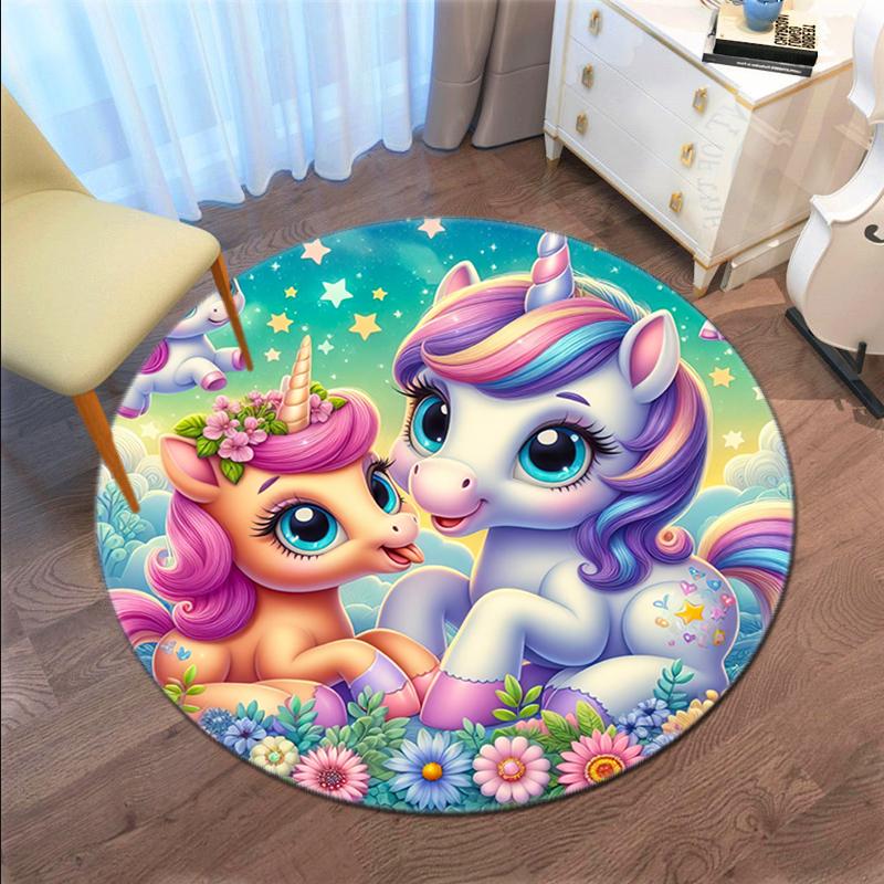 1PC cute cartoon unicorn Pattern printed Carpet Rug for Living Room Bedroom Home Sofa Decoration,Non-slip Floor Mat Floor mat