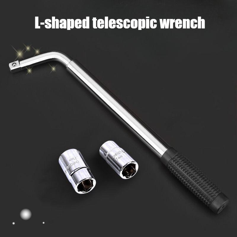 Telescoping Lug Wrench Set - 17/19/21/23mm Sockets, Vehicle Wheel Lug Spanner, Heavy Duty Car Repair Replacement Tool