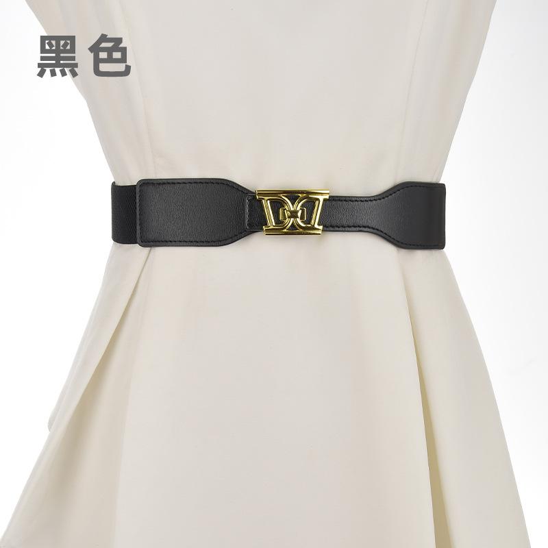 Black Belt Women'S Elastic Elastic Waist Seal Single Circle With Dress Shirt Jacket Sweater Waist Belt