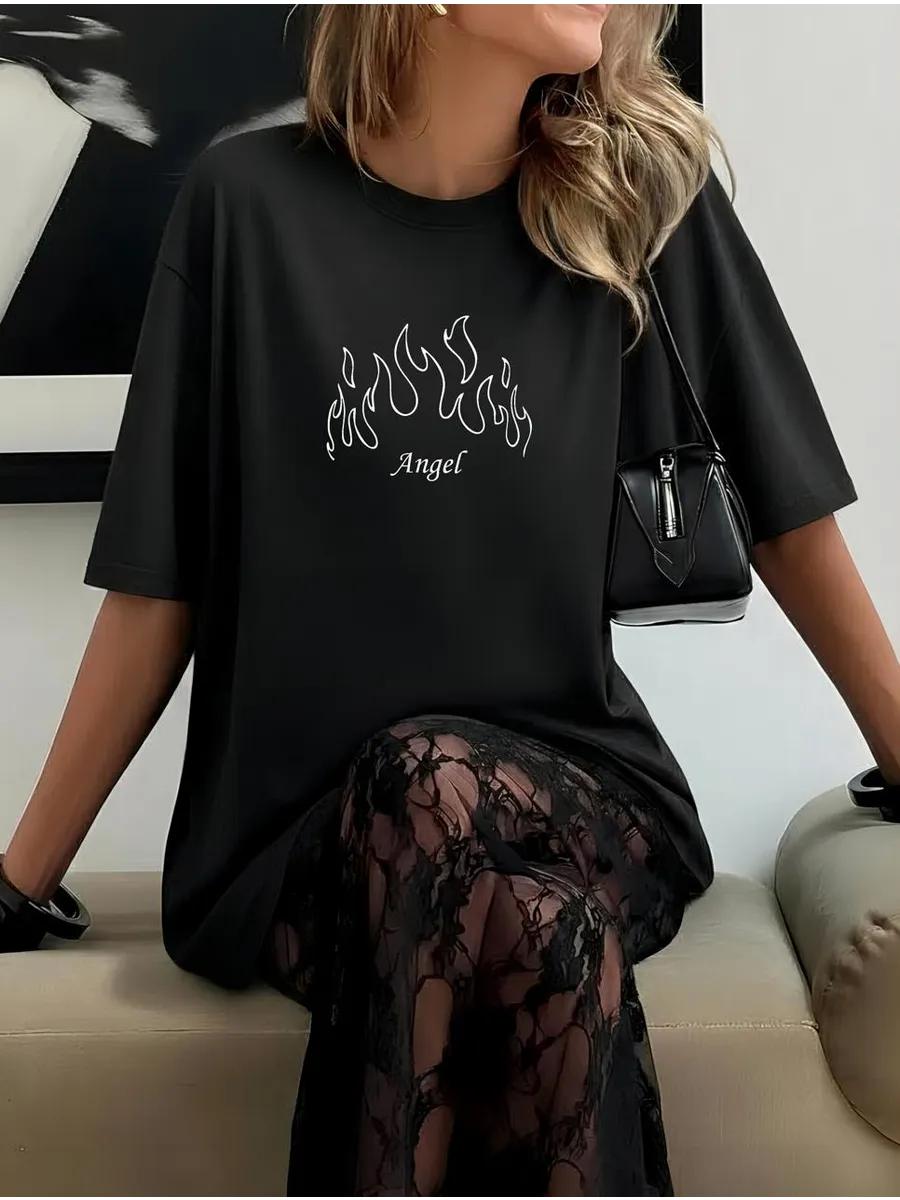 Oversized t-shirt with angel print S