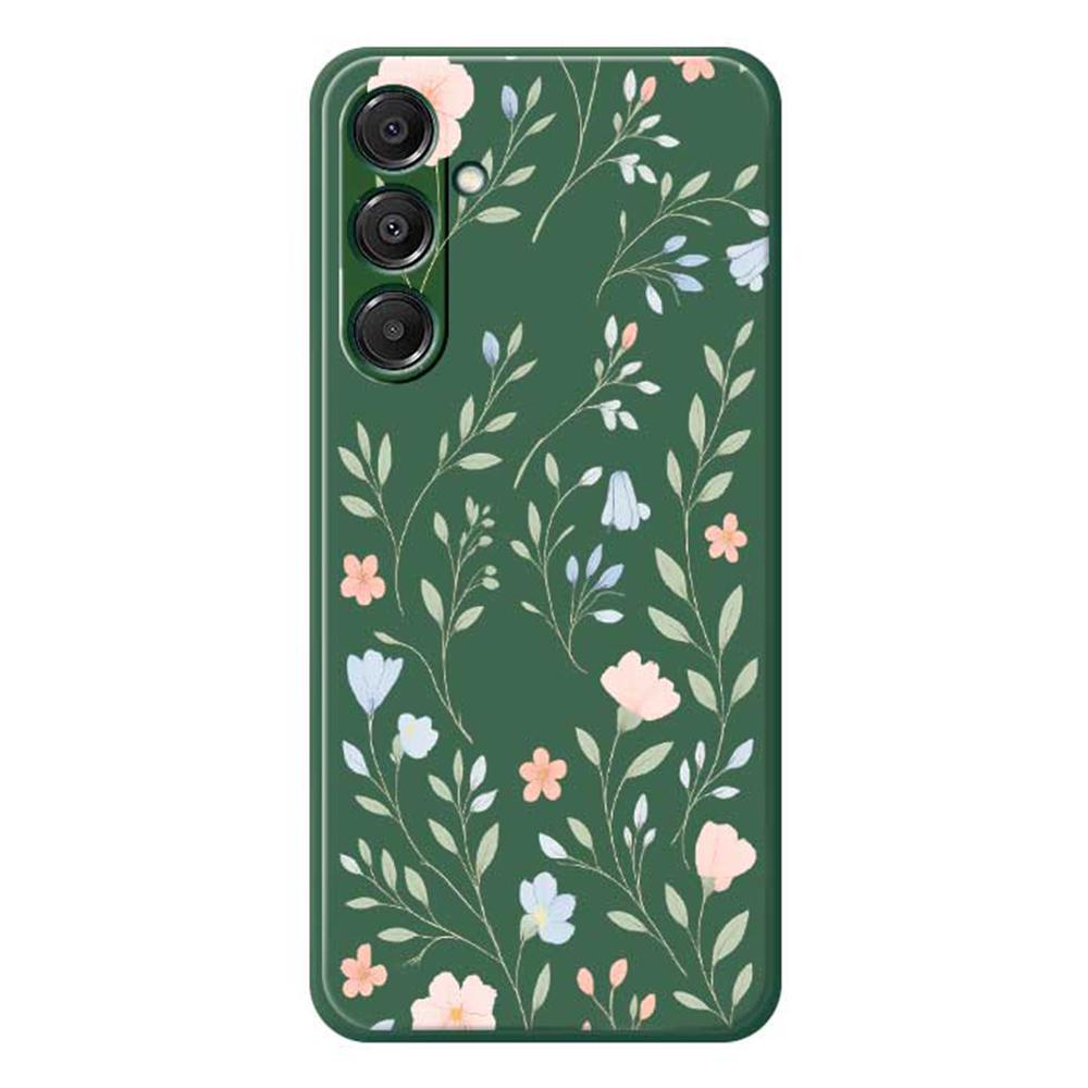 For Samsung Galaxy A16 5G/4G Case Pink Blue Flowers Pattern Printing Straight Edge TPU Phone Back Cover