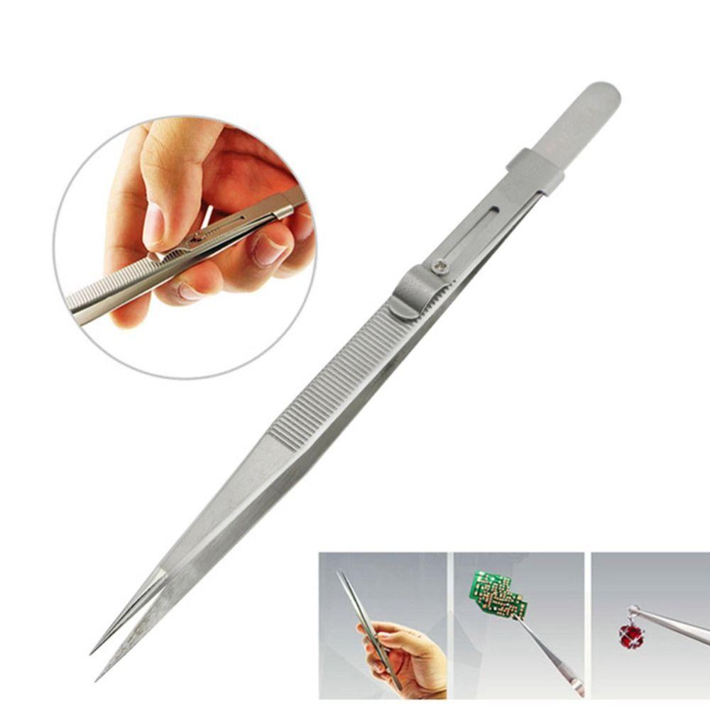 Lock Adjustable Slide Lock Tweezers Stainless Steel Tweezers Jewelry  Tweezers Clamping Tool