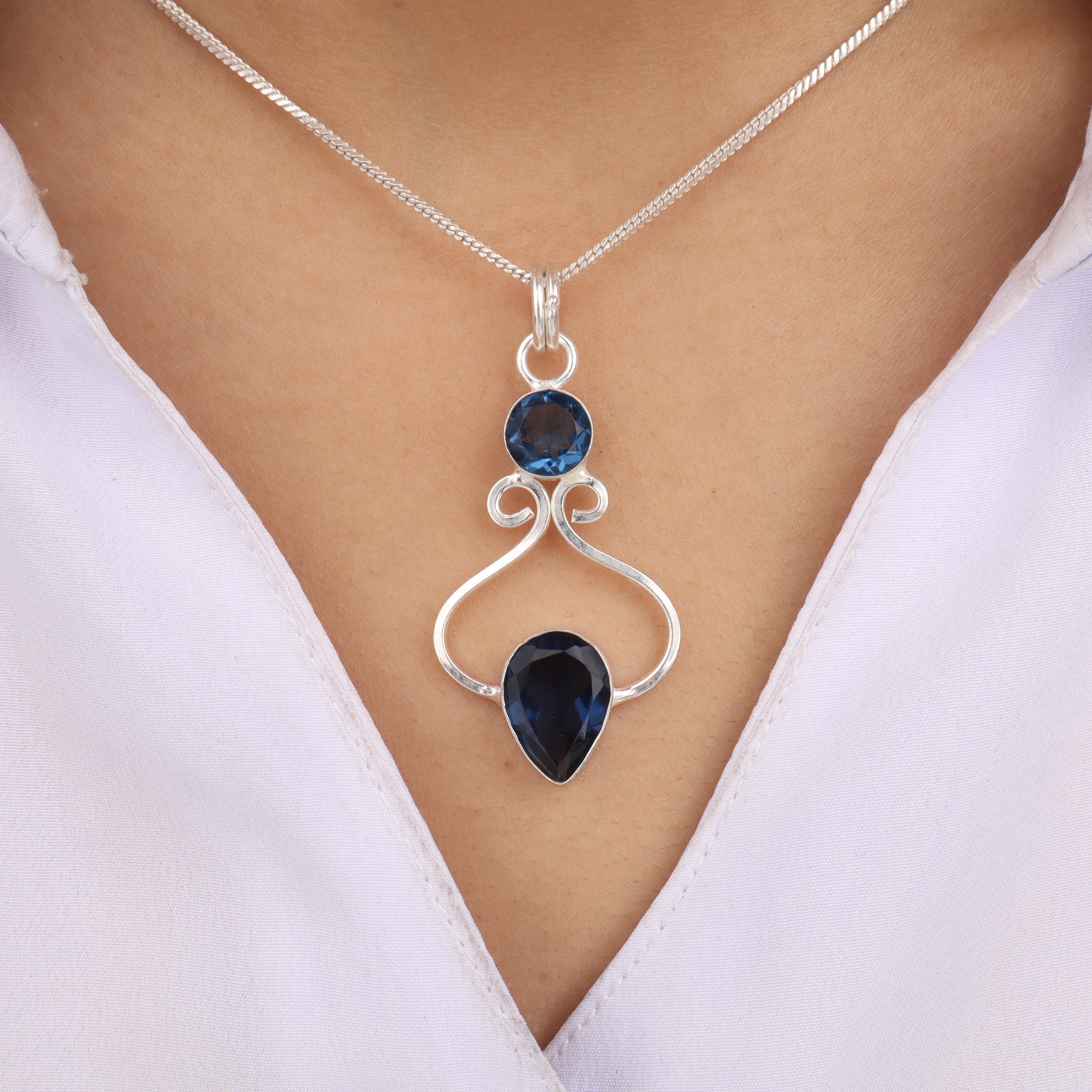 

London Blue Topaz Gemstone 925 Sterling Silver Handmade Jewelry Pretty Pendant 1.60 For Wife PP-13-3