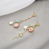 Asymmetrical Cherry Blossom Tassel Earrings
