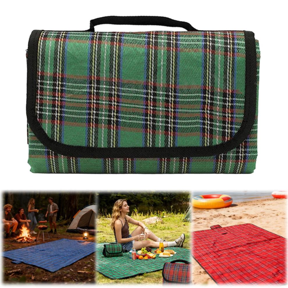 Couverture de pique-nique d'extérieur verte extra large 150x180cm – Imperméable et portable pour le camping, la plage, la randonnée, les festivals
