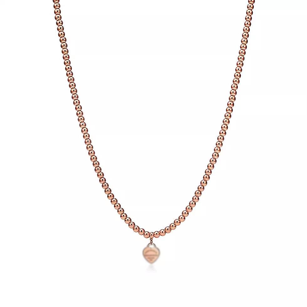 Heart-Shaped Enamel Cross Chain Necklace with Peach Heart Beads for Women - Fashionable Classic Style