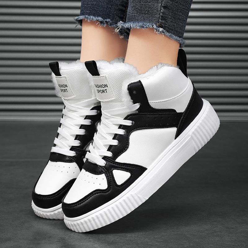 Зимние кожаные велюровые теплые хлопковые туфли повседневные уличные снегоступы хлопковые туфли 35