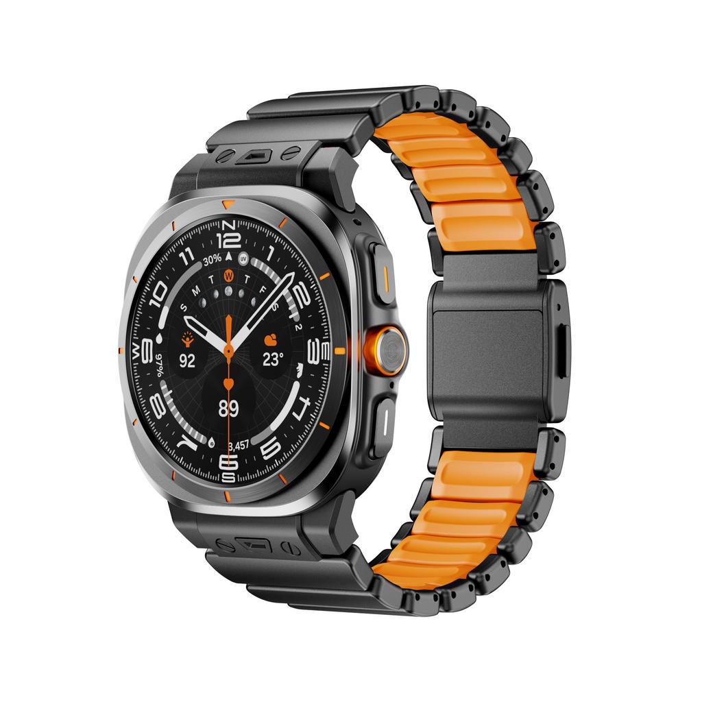 Win-Win Metal Titanium Silicone Magnetic Clasp Sweatproof Breathable Watch Bands Compatible with Galaxy Watch Ultra 47mm