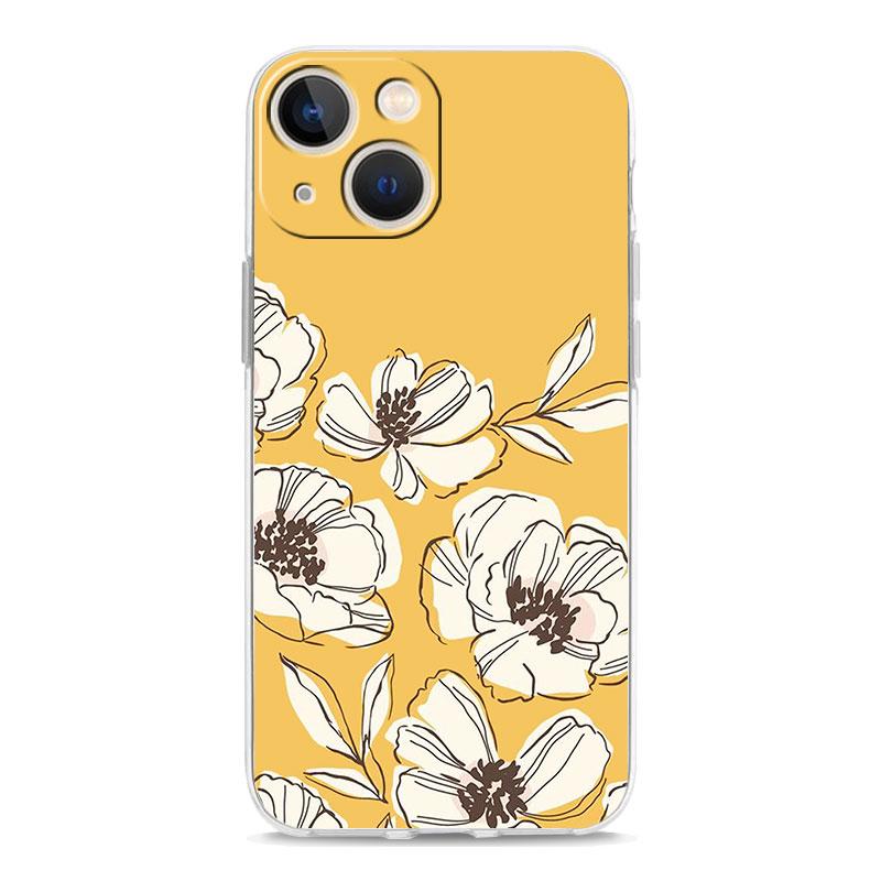 Phone Case For iPhone 15 14 13 12 Mini 11 Pro Max XS X XR 7 8 Plus Clear Shockproof Silicone TPU Cover Flower