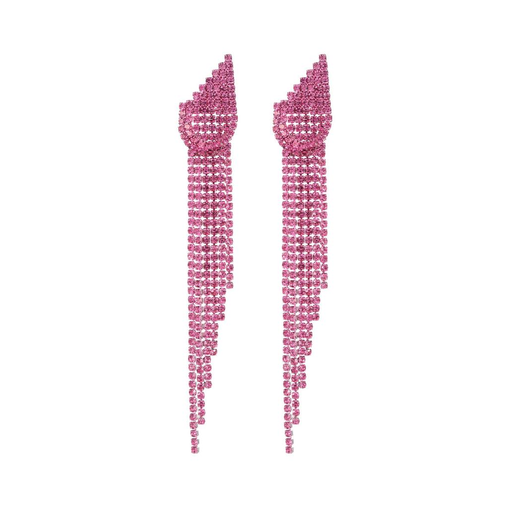 Stylish Statement Full Diamond Long Fringed Earrings