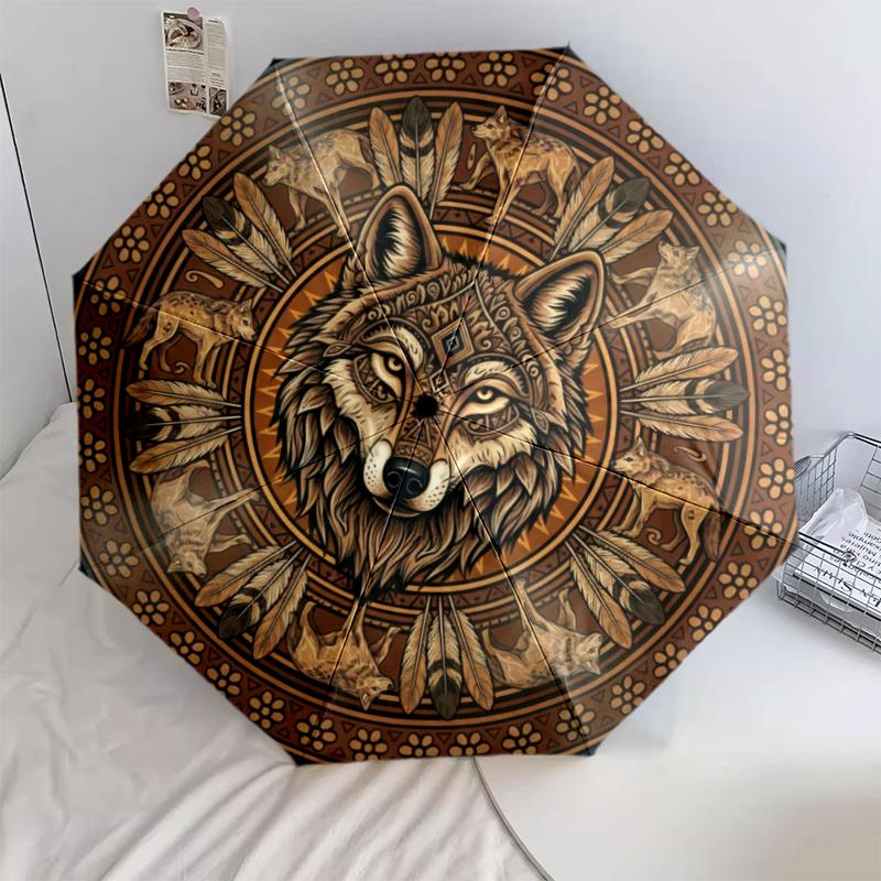 

1 PC Automatic Folding Umbrella -African Tribal Mandala Pattern, Portable & Foldable Design with 8 Ribs, Christmas Birthday Gifts Q0001