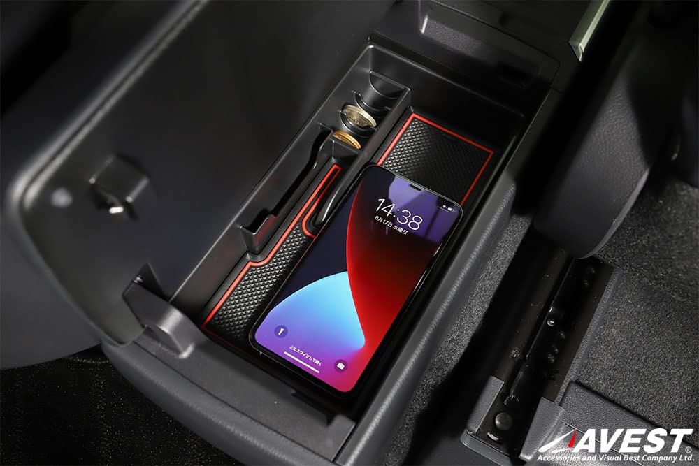 AVEST Console with Rubber Mat for Toyota Noah 90 and Accessory Fits the New Noah and Convenient Interior Parts and Box/Tray 90/Voxy Series, Storage,
