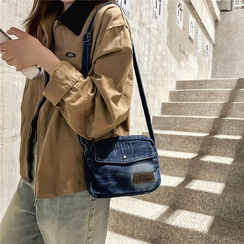 Denim Mobile Phone Bag Letter Shoulder Crossbody Bag