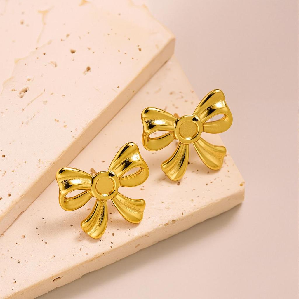 Geometric Irregular 18k Gold Titanium Steel Earrings for Women