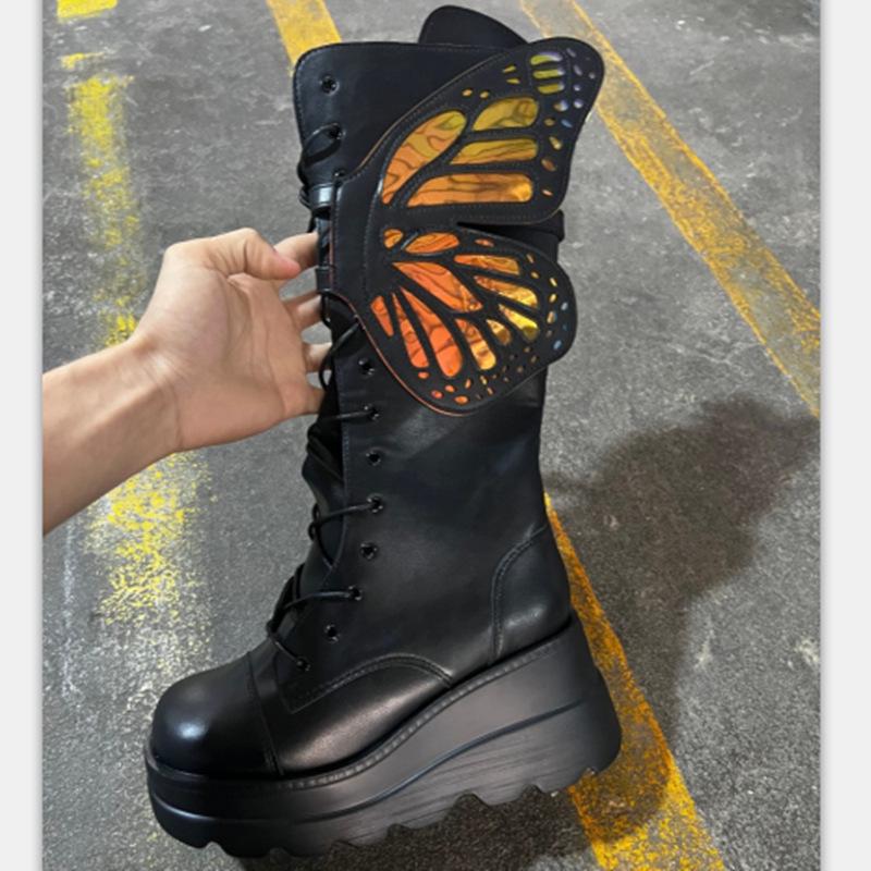 Demonia Women Punk Butterfly Wedge Heel