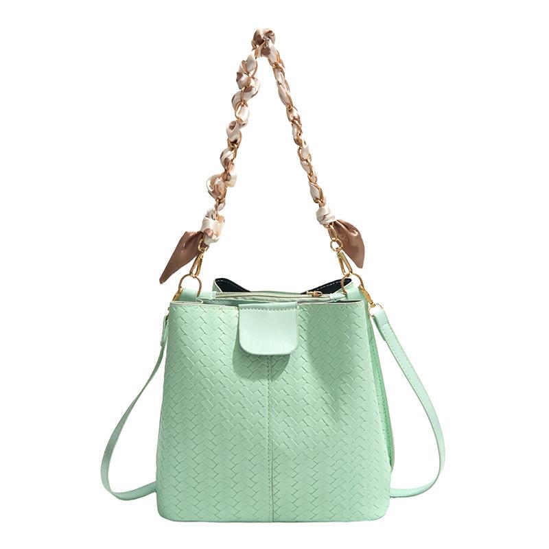Spring woven bucket bag women s bag new fashion shoulder messenger bag niche design portable bucket bag women