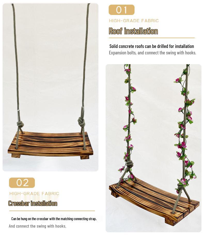 Solid Wood Anti-Corrosion Curved Swing for Children (Indoor/Outdoor)