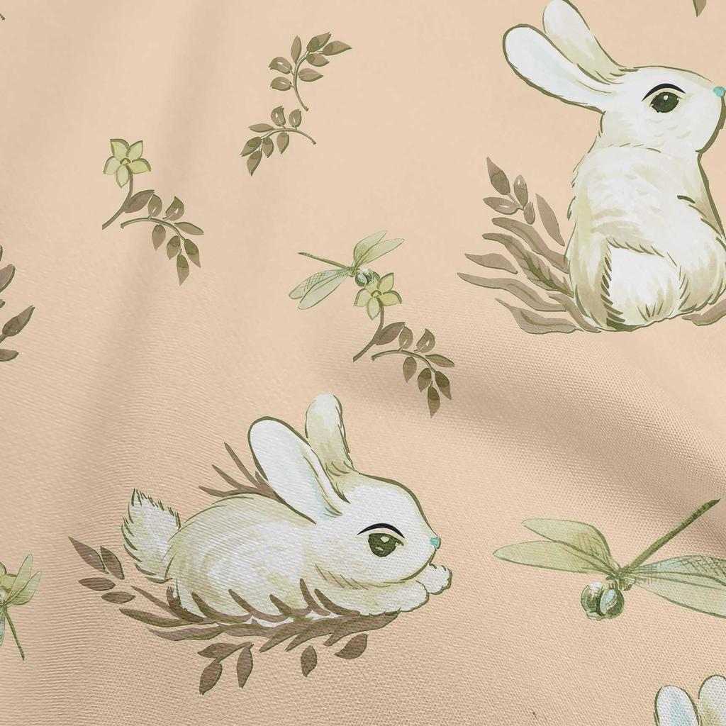 oneOone Cotton Flex Light Peach Fabric Kawai Dress Material Fabric Print Fabric By The Yard 40 Inch