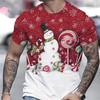 Christmas snowman pattern 3D printed T-shirt casual short sleeved summer round neck T-shirt