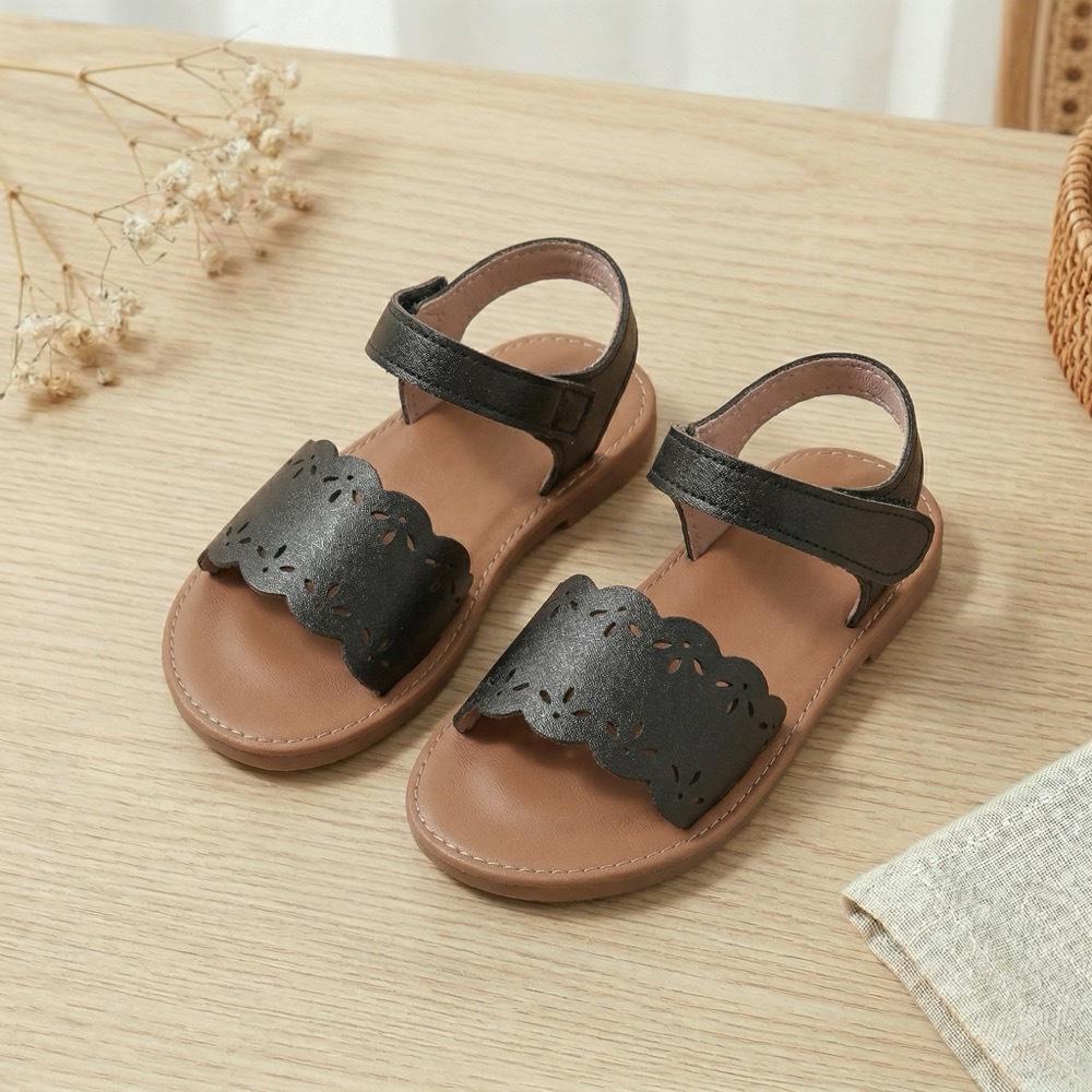 Girls Breathable Lace Soft Sole Non-Slip Summer Sandals - Korean Style Casual 23 чёрный