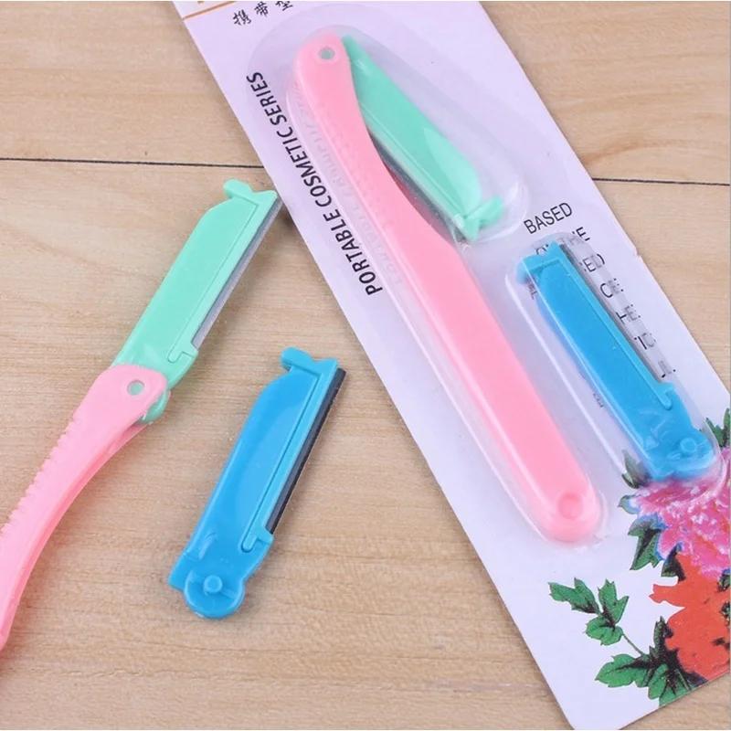 1/3PC Eyebrow Trimmer+Replaceable Blade Set Shaper Shaver Blade Knife Eye Brow Trimmer Razor Shaping Eyebrow Makeup Tool