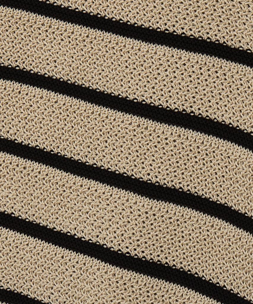 NODU Henley Neck Striped Short Sleeve Knit [3 Colors]