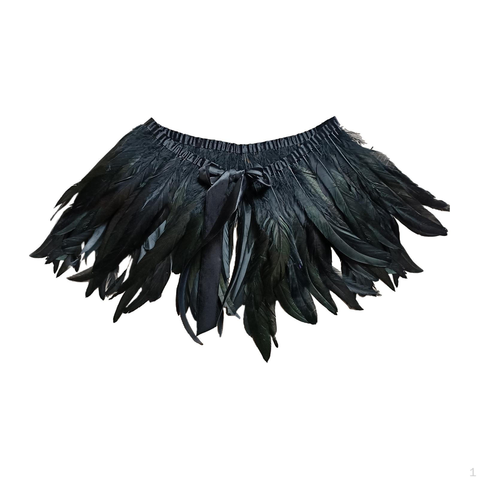 

Feather Cape Plume Gothic Scarves Accs Witch Shoulder Black Swan for Halloween Cosplay Party A