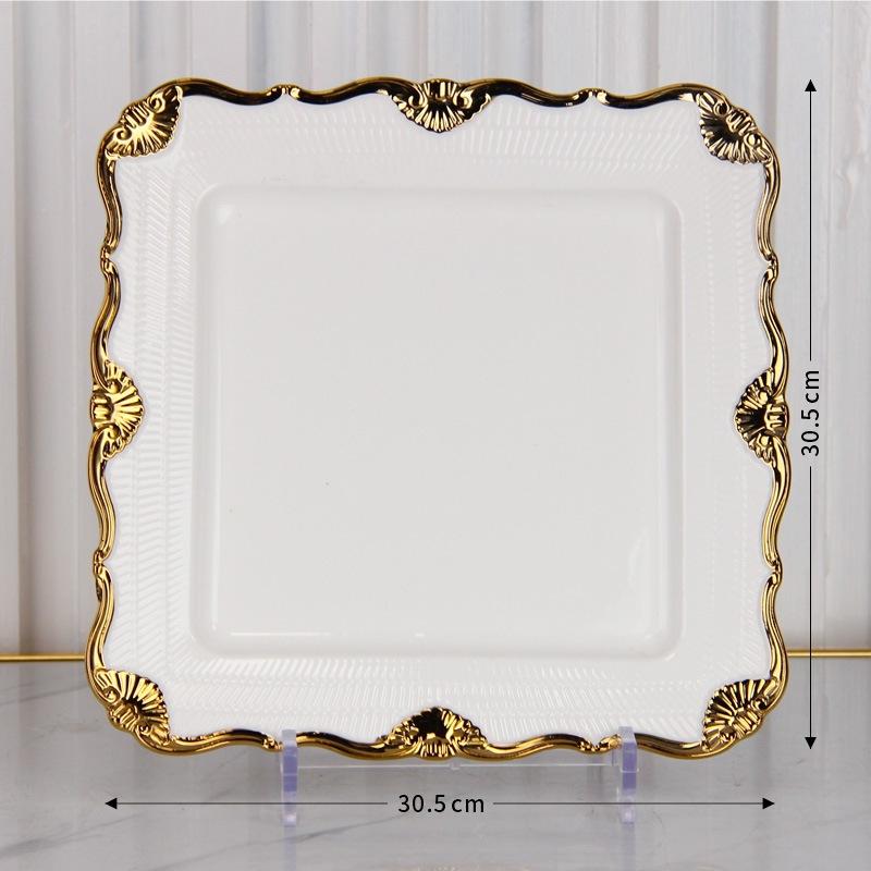 Ceramic Gold Edged Dining Plate Fish Plate Steak Plates Pasta Dish Fruit Dish Salad Bowl Soup Bowl Dessert Plates Coffee Cup Mug
