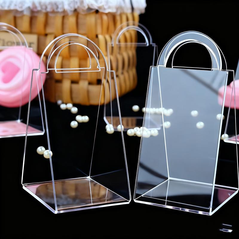 40 Pcs Transparent Wedding Hand Gift Box Wedding Luxury Acrylic Present Box Valentine's Day Gift Boxes Chocolate Flower Basket
