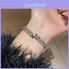 Geometric Double Layer Diamond Embellished Adjustable Bracelet For Stylish Office Wear