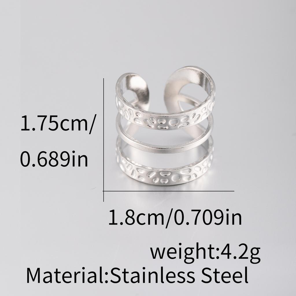 1Pcs Female Stainless Steel Open Ring, Geometric Ring, Exaggerated Accessory Ring