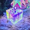 Christmas Gift Box with Copper Wire Lamp Flower Ribbon Decor Transparent Battery-operated or USB Charging Glitter Effect Night Light Home Party Decor