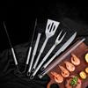 10Pcs/Set Stainless Steel BBQ Tools Set Spatula Fork Tongs Knife Brush Skewers Barbecue Grilling Utensil Camping Outdoor Cooking Tool Set
