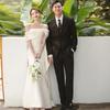 Satin shoulder light wedding dress super fairy Mori bride outdoor welcome out yarn temperament simple white evening dress
