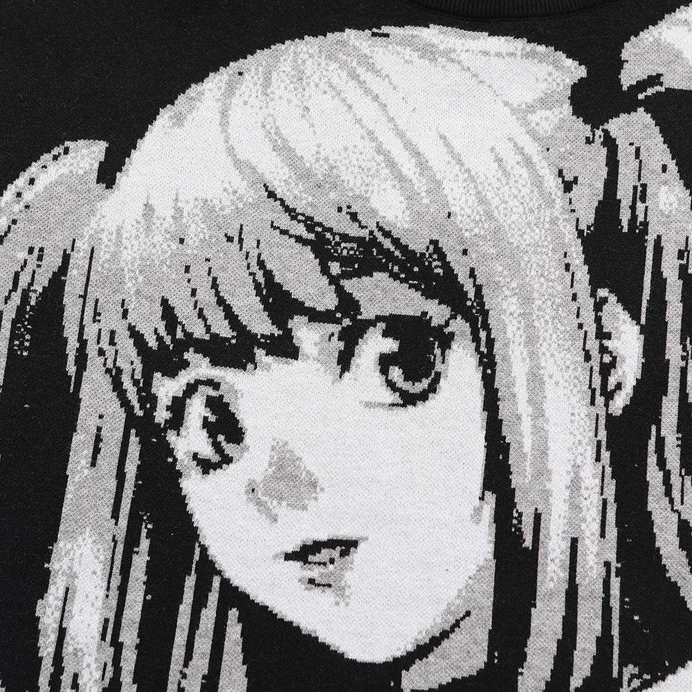Anime Kawaii Zimní Pánské Gotické Oblečení Goth Muž Svetr Pánské Kreslené Dámské Topy Japonská Mikina Pánská Streetwear Harajuku