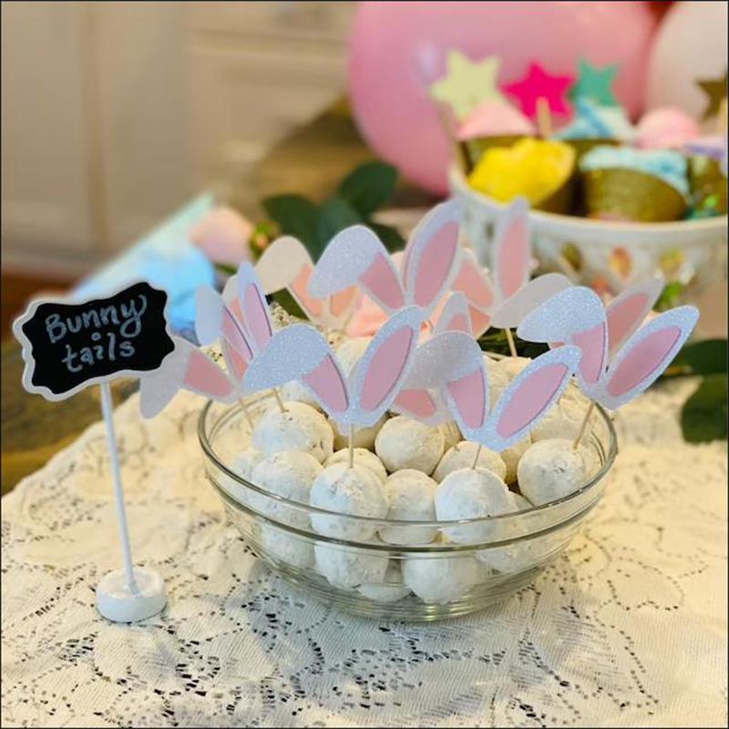 12pcs Easter Bunny Ears Cupcake Toppers Happy Easter Cute Rabbit Cake Topper Food Picks Kids Birthday Party Decoration Supplies