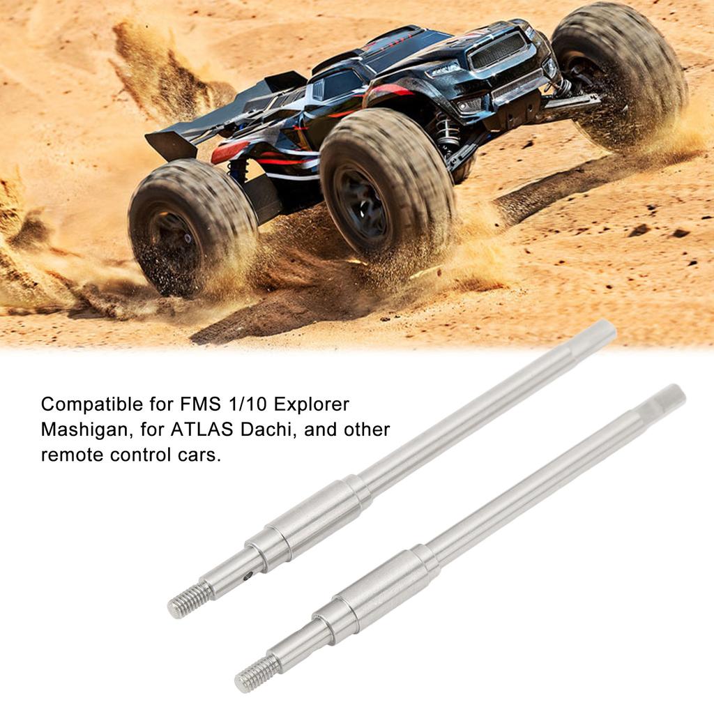 2pcs Stainless Steel RC Car Rear Axle Shaft for FMS 1/10 Explorer Mashigan for ATLAS Dachi Other RC Cars RC Parts Silver