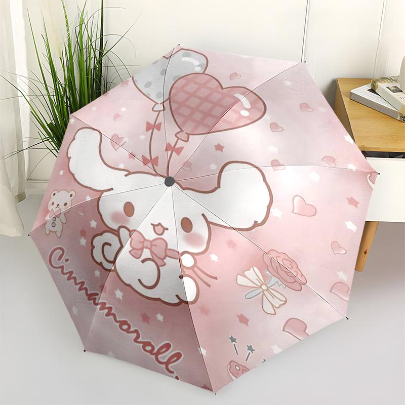 

1pc Cinnamoroll Heart-Shaped Balloon Automatic Folding Umbrella - Portable 3-Fold Design with Iron Frame, Perfect for Fans, Travel, Daily Use, and Fes