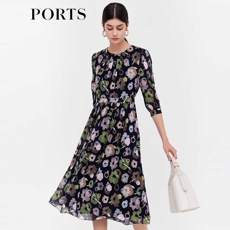 

PORTS Women s Floral Print Flowy Silk Blend Midi Dress 6