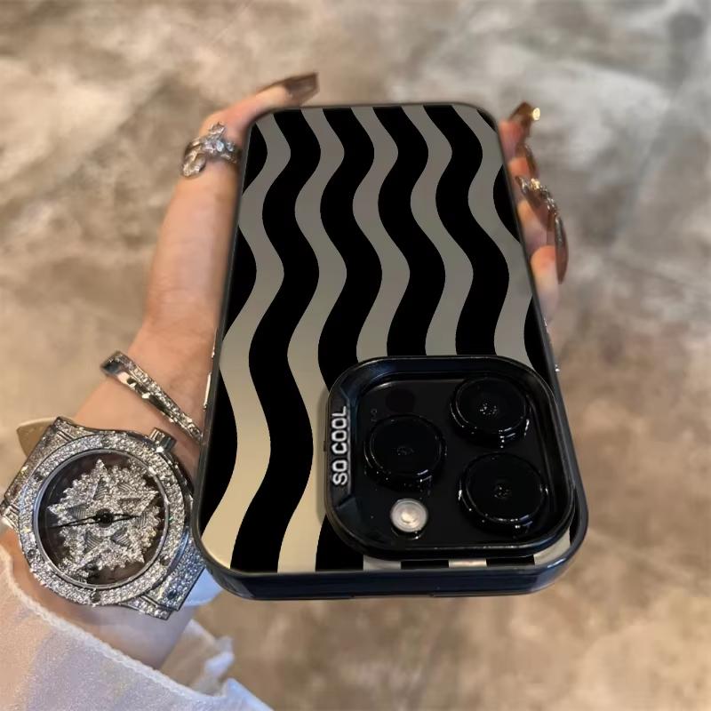 Black Striped Pattern Phone Case For Samsung Galaxy S23 S24 S25 S26 Ultra S22 S21 S20 Plus FE A15 A34 A35 A53 A54 A55 Cover