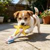 Dog Rope Toy Rubber Ring Dog Chew Toy with Braided Cloth Strips Dog Tug of War Rope Toy for Fetch Toss-and-Catch
